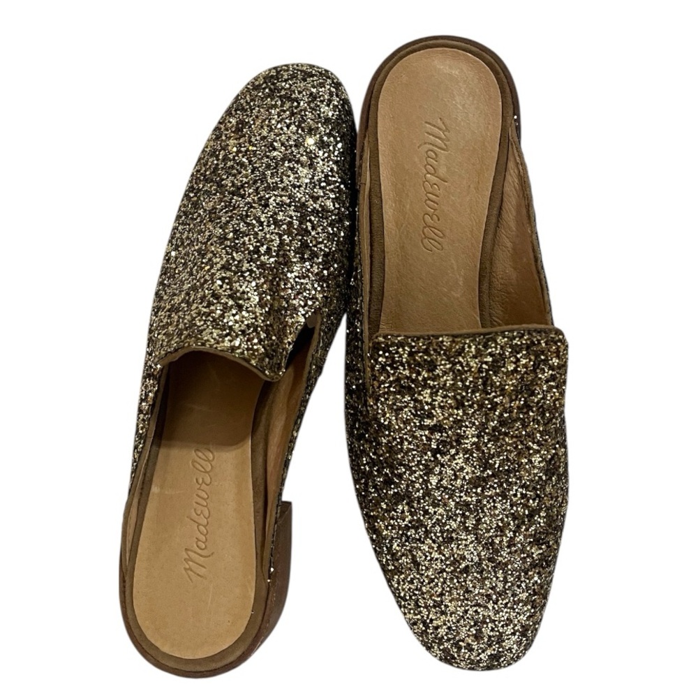 Madewell The Willa Glitter Loafer Mule Gold Size 6.5 NWOT
